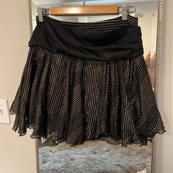 Milly Silk Metallic Flounce Mini Skirt - Picture 6 of 11